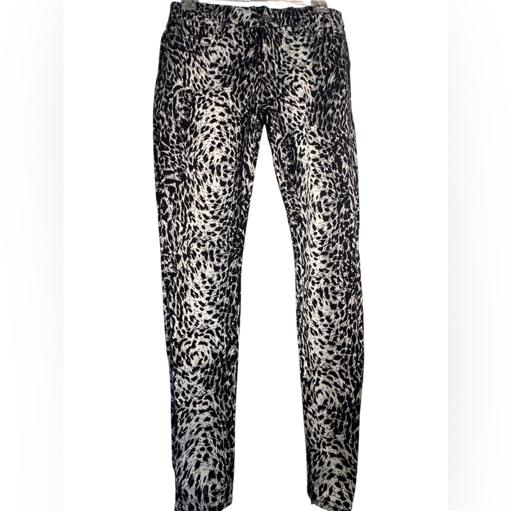 7 For All Mankind Black & White Abstract Print Pants